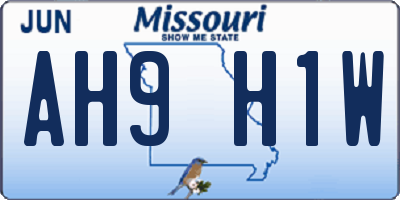 MO license plate AH9H1W