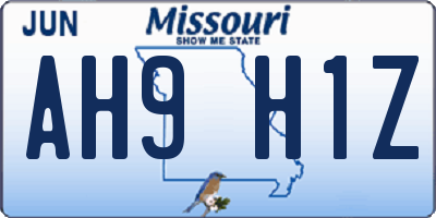MO license plate AH9H1Z