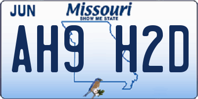 MO license plate AH9H2D
