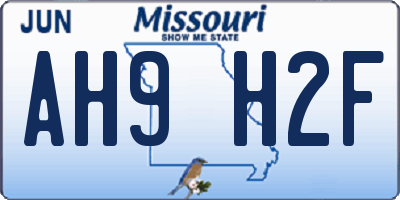 MO license plate AH9H2F