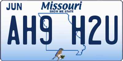 MO license plate AH9H2U
