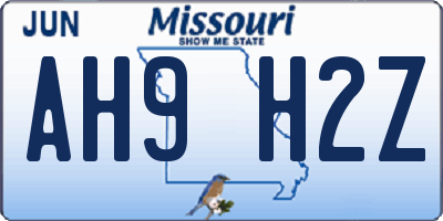 MO license plate AH9H2Z