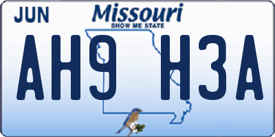 MO license plate AH9H3A