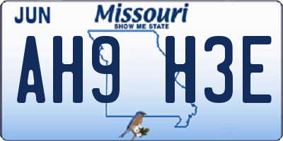 MO license plate AH9H3E