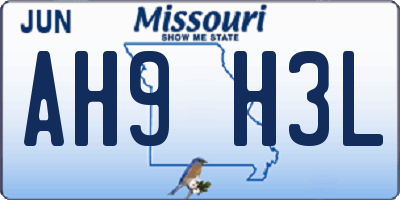 MO license plate AH9H3L