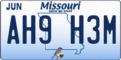 MO license plate AH9H3M