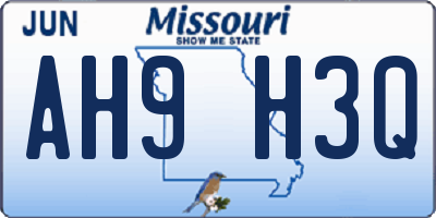 MO license plate AH9H3Q