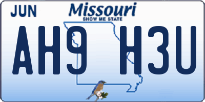 MO license plate AH9H3U
