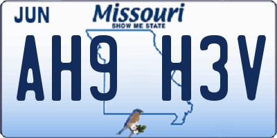 MO license plate AH9H3V