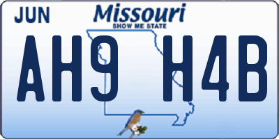 MO license plate AH9H4B