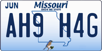 MO license plate AH9H4G