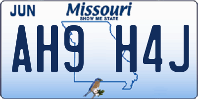 MO license plate AH9H4J