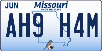 MO license plate AH9H4M