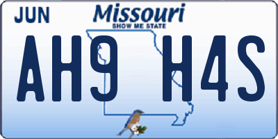 MO license plate AH9H4S