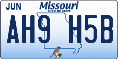 MO license plate AH9H5B