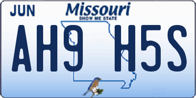 MO license plate AH9H5S