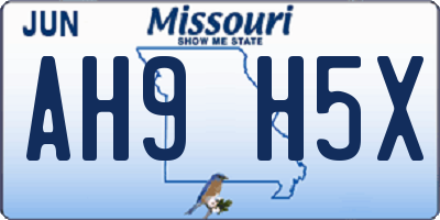 MO license plate AH9H5X