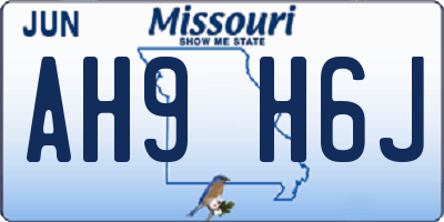 MO license plate AH9H6J