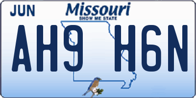 MO license plate AH9H6N