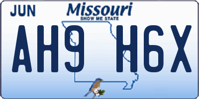 MO license plate AH9H6X