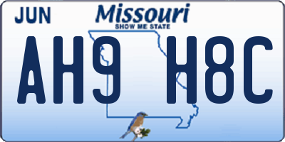 MO license plate AH9H8C