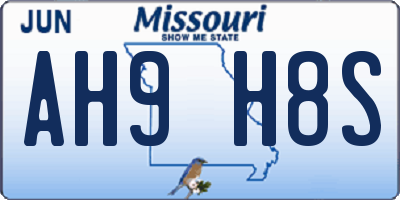 MO license plate AH9H8S