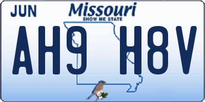 MO license plate AH9H8V