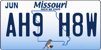 MO license plate AH9H8W