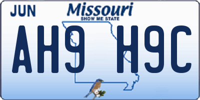 MO license plate AH9H9C