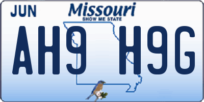 MO license plate AH9H9G