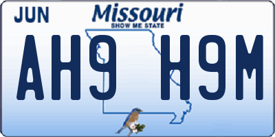 MO license plate AH9H9M