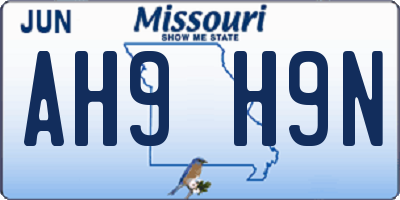 MO license plate AH9H9N