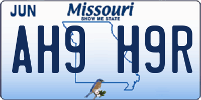 MO license plate AH9H9R