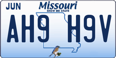 MO license plate AH9H9V