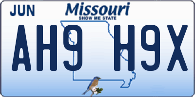 MO license plate AH9H9X
