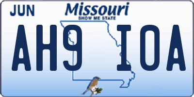 MO license plate AH9I0A