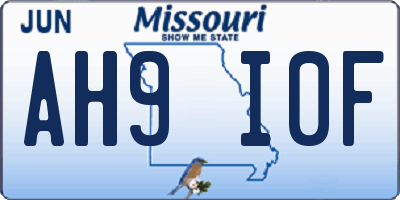 MO license plate AH9I0F