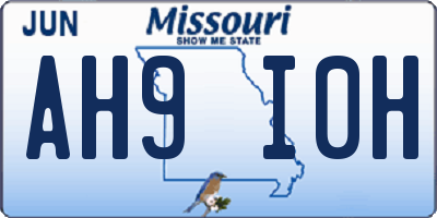 MO license plate AH9I0H