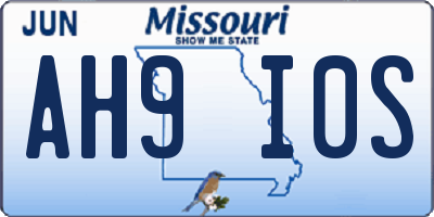MO license plate AH9I0S