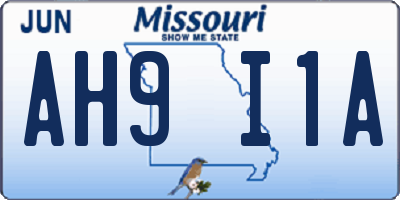 MO license plate AH9I1A