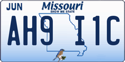 MO license plate AH9I1C
