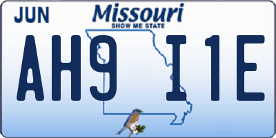 MO license plate AH9I1E