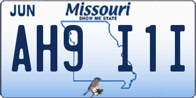 MO license plate AH9I1I