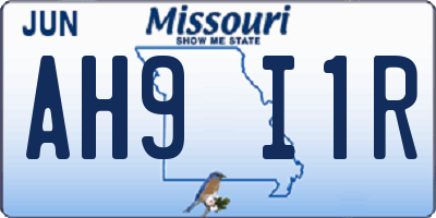 MO license plate AH9I1R