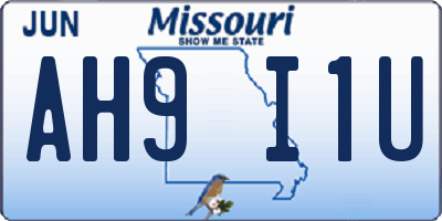 MO license plate AH9I1U