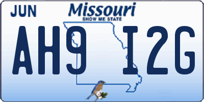 MO license plate AH9I2G