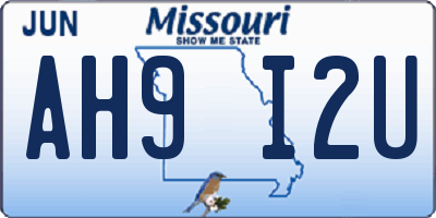 MO license plate AH9I2U