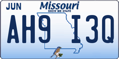 MO license plate AH9I3Q