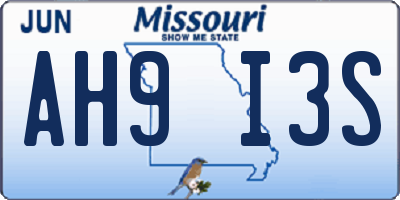 MO license plate AH9I3S