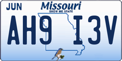 MO license plate AH9I3V